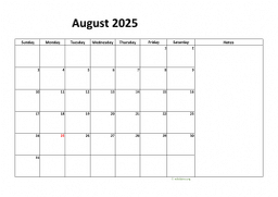 Calendar August 2025 for UK 08