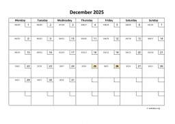 Calendar December 2025 for UK 01