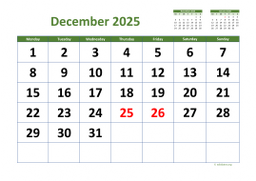 Calendar December 2025 for UK 03