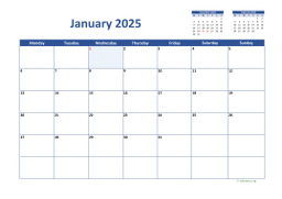 Calendar January 2025 for UK 02