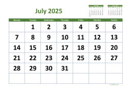 Calendar July 2025 for UK 03