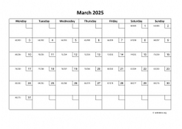 Calendar March 2025 for UK 01