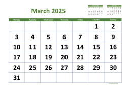Calendar March 2025 for UK 03