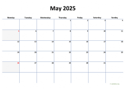 Calendar May 2025 for UK 04