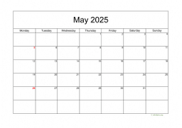 Calendar May 2025 for UK 05