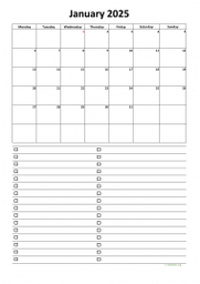 Calendar Monthly 2025 for UK 07