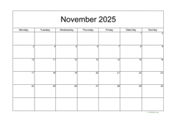 Calendar November 2025 for UK 05