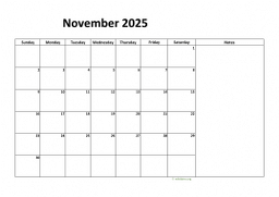 Calendar November 2025 for UK 08