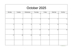 Calendar October 2025 for UK 05