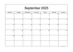 Calendar September 2025 for UK 05