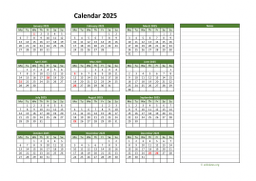 Calendar 2025 for UK 01