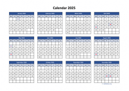 Calendar 2025 for UK 04