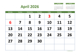 Calendar April 2026 for UK 03