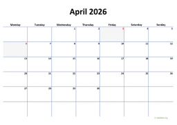 Calendar April 2026 for UK 04