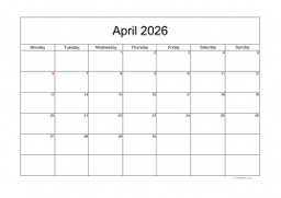 Calendar April 2026 for UK 05