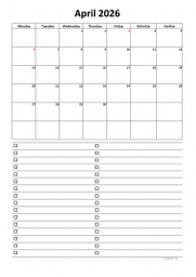 Calendar April 2026 for UK 07