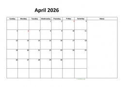 Calendar April 2026 for UK 08
