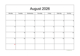 Calendar August 2026 for UK 05