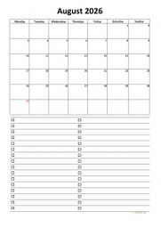 Calendar August 2026 for UK 07