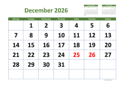 Calendar December 2026 for UK 03