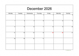Calendar December 2026 for UK 05