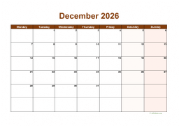 Calendar December 2026 for UK 06