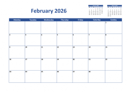 Calendar February 2026 for UK 02