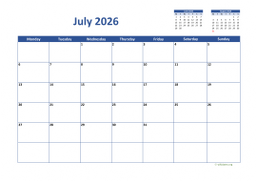 Calendar July 2026 for UK 02