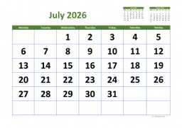 Calendar July 2026 for UK 03