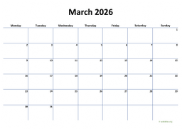 Calendar March 2026 for UK 04