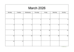 Calendar March 2026 for UK 05