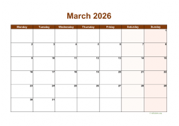 Calendar March 2026 for UK 06