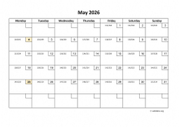 Calendar May 2026 for UK 01