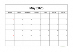 Calendar May 2026 for UK 05