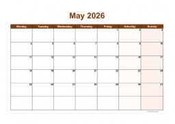 Calendar May 2026 for UK 06