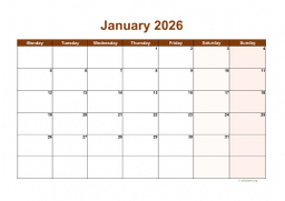 Calendar Monthly 2026 for UK 06