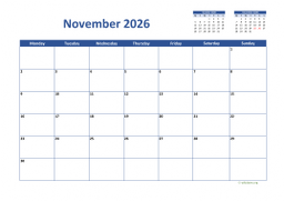 Calendar November 2026 for UK 02