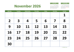 Calendar November 2026 for UK 03