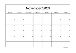 Calendar November 2026 for UK 05