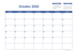 Calendar October 2026 for UK 02