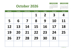 Calendar October 2026 for UK 03