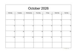 Calendar October 2026 for UK 05