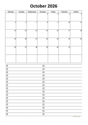 Calendar October 2026 for UK 07