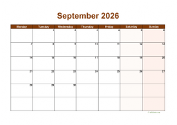 Calendar September 2026 for UK 06