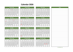 Calendar 2026 for UK 01