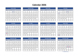 Calendar 2026 for UK 04