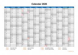 Calendar 2026 for UK 08