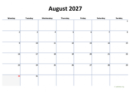 Calendar August 2027 for UK 04
