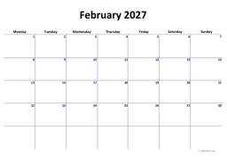 Calendar February 2027 for UK 04