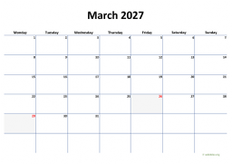 Calendar March 2027 for UK 04